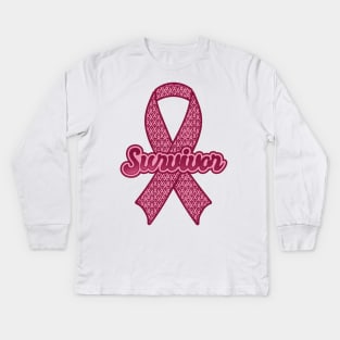 'Breast Cancer Survivor Pink Ribbon' Breast Cancer Kids Long Sleeve T-Shirt